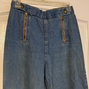 Vintage 1970’s Classic Blue Denim Jeans with Front Zip Details